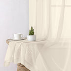 Lecloud Cream Sheer Curtains 90 Inches Long 2 Panels, Elegant Light Filtering - Image 4