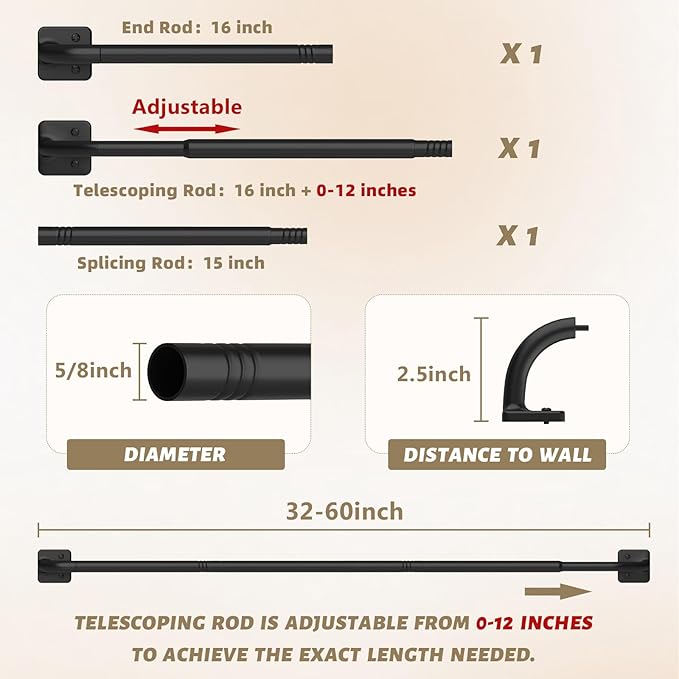 UIOSANRT Warp Around Curtain Rods - Image 5