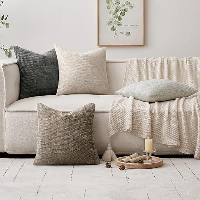 MIULEE Pack of 4 Couch Throw Pillow Covers 20x20 Inch Neutral Soft Decorative - Image 5