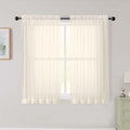 Cream Sheer Curtains for Bedroom Living Room 45 Inch Length 2 Panels, Soft Airy by WelvetBLK
