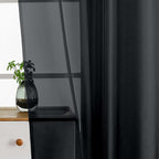Black Small Sheer Curtains Tier 24 Inches Length 2 Pieces, Light Filtering Cafe - Image 4