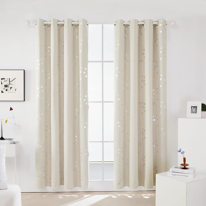 Deconovo Designer Series Silver Cubic Print Room Darkening Curtains - Image 2