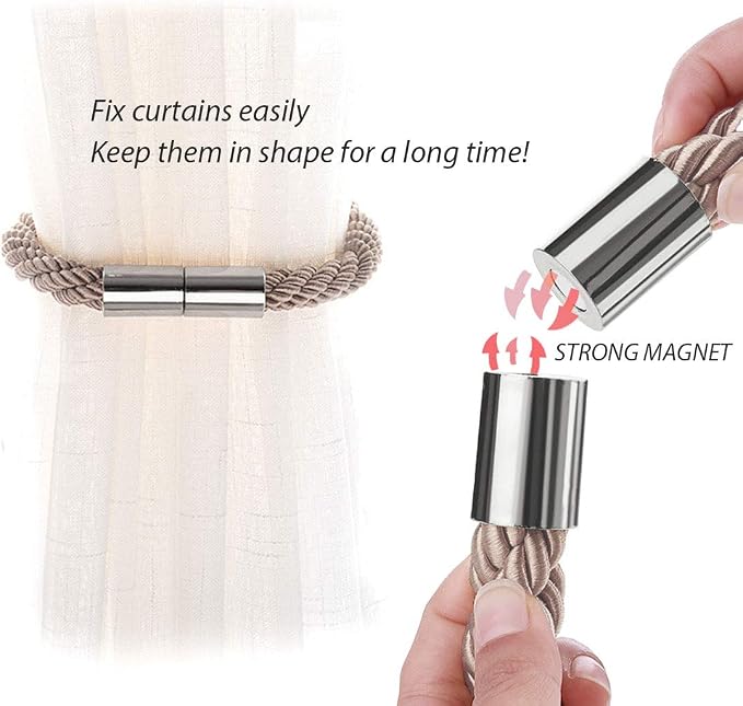 NICEEC 2 Pack Strong Magnetic Curtain Tiebacks Modern Simple Style Drape Tie - Image 4