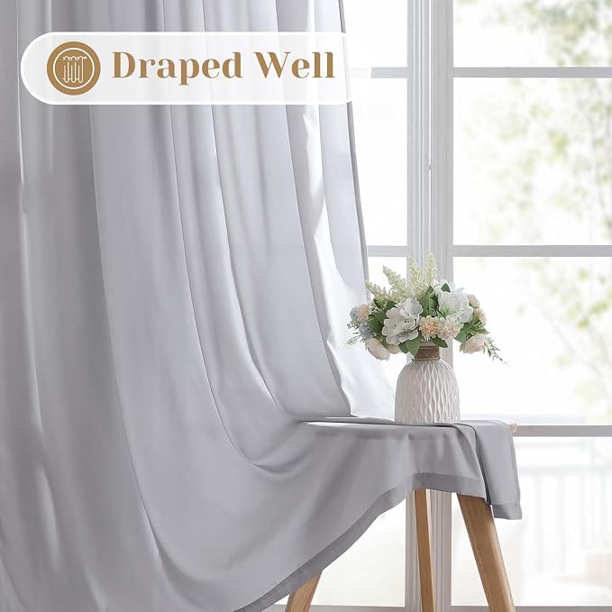 HOMEIDEAS Non-See-Through Light Grey Privacy Sheer Kitchen Curtains, 30 X 24 - Image 5