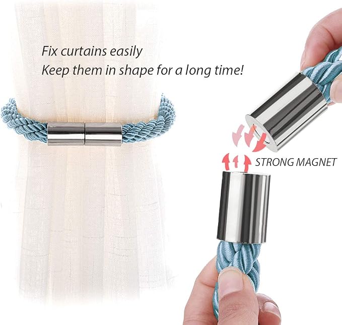 NICEEC 6 Pack Strong Magnetic Curtain Tiebacks Modern Simple Style Drape Tie - Image 4