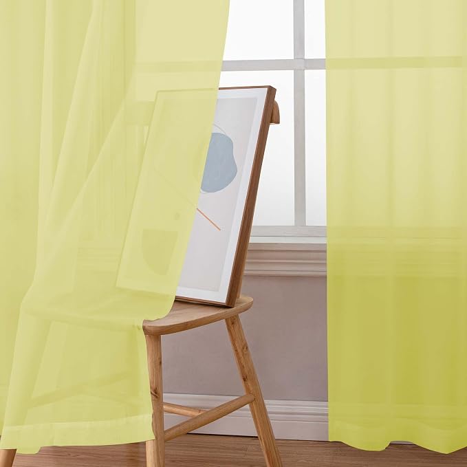 Simplebrand Lemon Sheer Curtains 84 Inches Long, Light Filtering Rod Pocket - Image 6