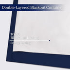 Yakamok Navy Blue 100% Blackout Curtains 96 Inches Long Thermal Insulated - Image 4