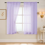 Lavender Sheer Curtains 63 Inch Length 2 Panels, Voile Sheer Curtain by Home
