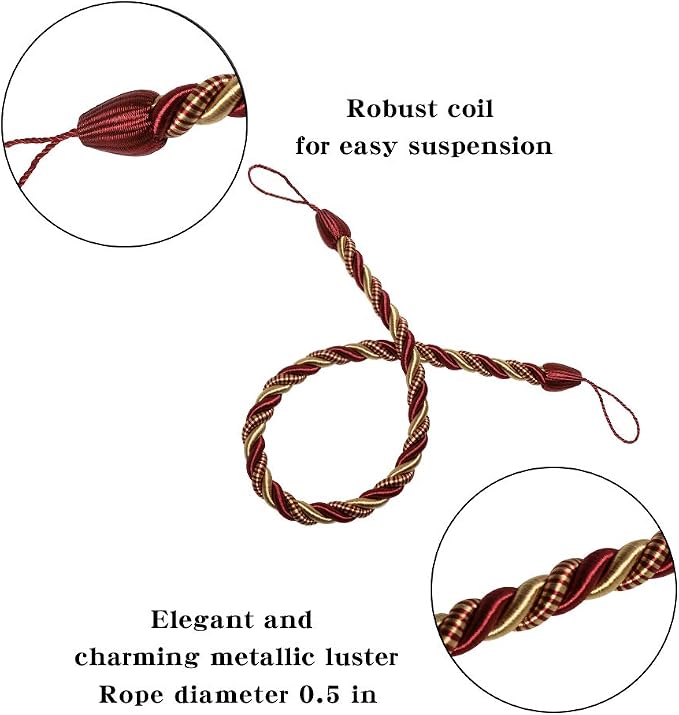 BEL AVENIR Curtain Rope Tiebacks, Drapery Rope Holdbacks - Image 2