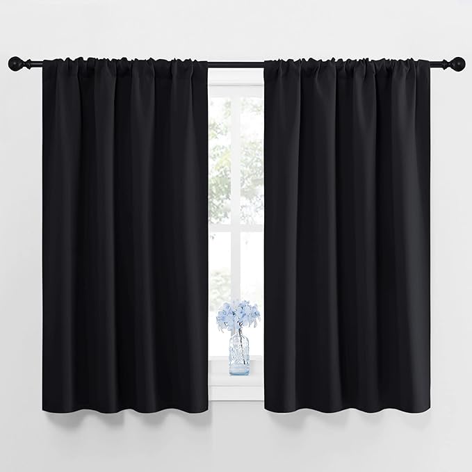 NICETOWN Black Blackout Curtains and Drapes 48 inches Long, Privacy RV Draperies by NICETOWN