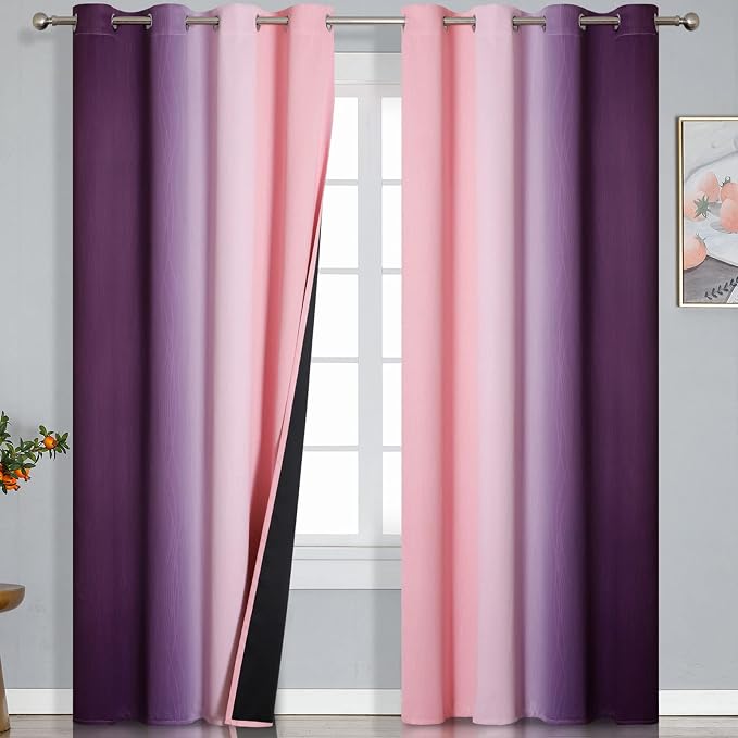 Estelar Textiler Pink and Purple Blackout Curtains by ESTELARTEXTILER