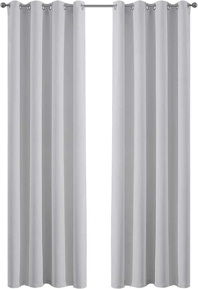 Yakamok Greyish White Curtains for Bedroom, Grommet Thermal Insulated Room by Yakamok