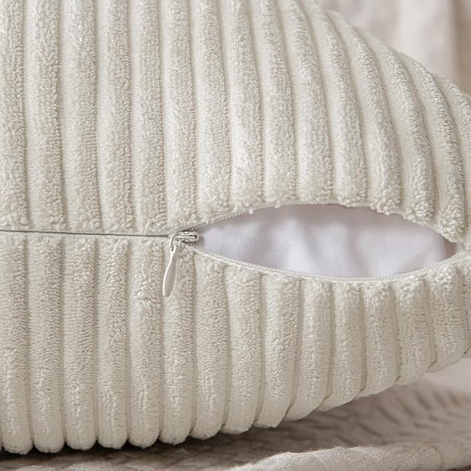 MIULEE Beige Decorative Throw Pillow Covers 20x20 Inch - Image 3