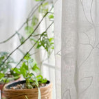 HOMEIDEAS White Sheer Curtains 52 X 63 Inches Length 2 Panels Embroidered Leaf - Image 8