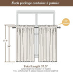 Chyhomenyc Sheer Curtains 36 inch Length 2 Panels Set, Light Filtering Voile - Image 3