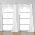 OWENIE Sheer White Curtains 144 inch Extra Long, Elegant and Airy Drapes by OWENIE