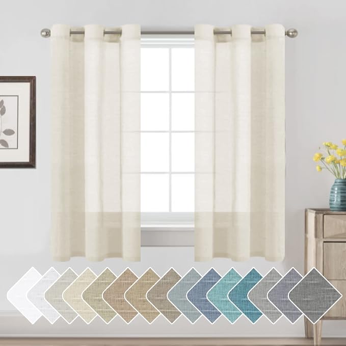 H.VERSAILTEX Linen Curtains Nickel Grommet Natural Linen Semi-Sheer Curtains 2 by HVERSAILTEX