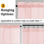 Gwine Blush Pink Valances for Windows, Small Light Filtering Rod Pocket Cafe - Image 5