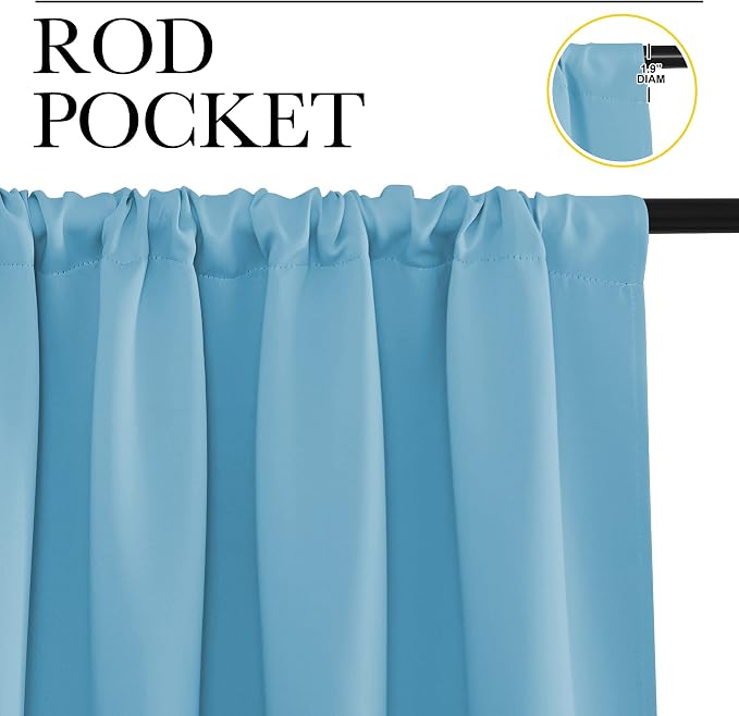 NICETOWN Kitchen Curtains, Teal Blue, Short Blackout Curtains & Drapes - Image 2