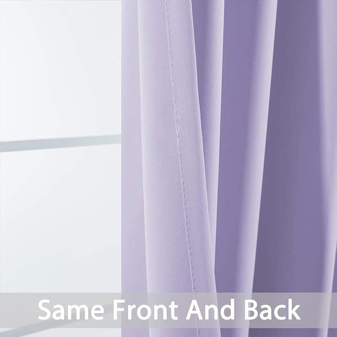 Yakamok Lilac Curtains 63 Inch Length Room Darkening Grommet Light Purple - Image 6