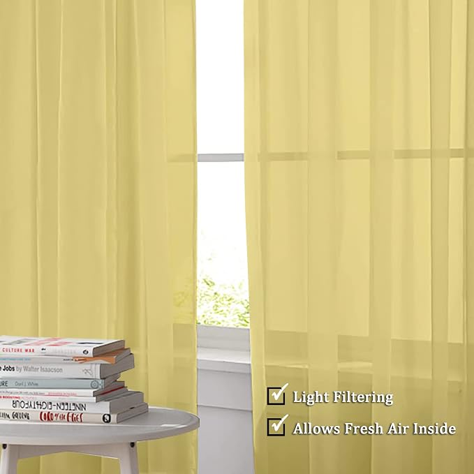 OWENIE Sheer Curtains 84 Inches Long 2 Panels Set, Rod Pocket Voile Fimly Sheer - Image 3