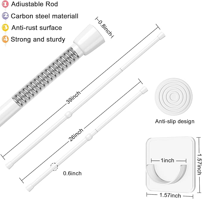 AIZESI 1pcs Tension Curtain Rod Spring Tension Rod Short Curtian Rods No - Image 2