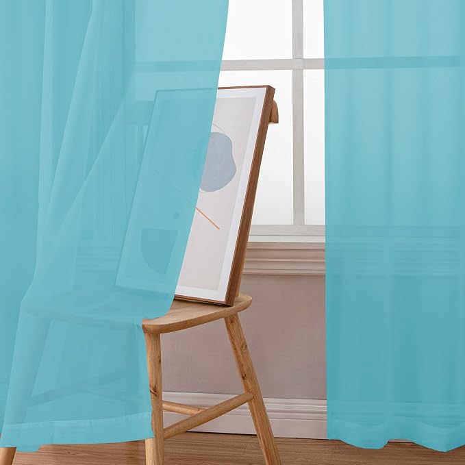 Chyhomenyc Sheer Curtains 63 Inch Length 2 Panels Set, Light Filtering Rod - Image 2