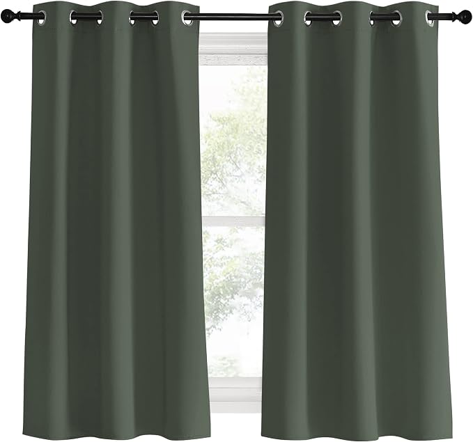 NICETOWN Thermal Insulated Curtains Blackout Draperies, Dark Mallard, 34 by 60 - Image 2