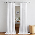 NICETOWN White Doorway Curtains 80 inches Long, Rod Pocket & Back Tab Semi - Image 2