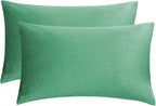 GIGIZAZA Mint Turquoise Velvet Decorative Throw Pillow Covers 12x20 - Image 2