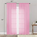 Pink Sheer Curtain for Bedroom Living Room 78 Inches Long 2 Panels Set - Image 2