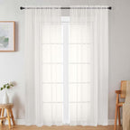 Ivory Sheer Curtains for Bedroom Living Room 90 Inches Long 2 Panels Set by WelvetBLK