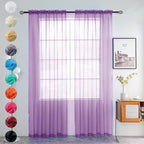 youleyar Solid Sheer Rod Pocket Curtain Voile Draperies 2 Panels White Beige by Youleyar