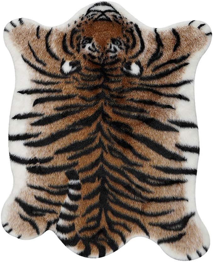 Tiger Print Area Rug Faux Cowhide Skin Hide Animal Printed Rugs Cute Carpet by yingda1992