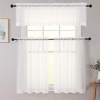 Ivory Kitchen Curtains 30 Inch Length Tier 2 PCS, Solid Soft Airy Half Curtains - Image 8
