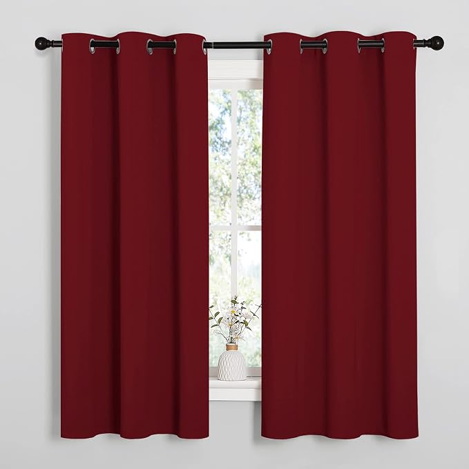 NICETOWN Burgundy Red Blackout Curtains 48 inches Length by NICETOWN