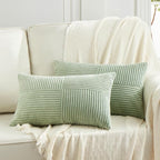 Fancy Homi 2 Packs Sage Green Lumbar Decorative Throw Pillow Covers 12x20 Inch by Fancy+Homi