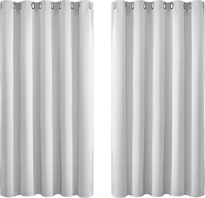Yakamok Greyish White Curtains for Bedroom, Grommet Thermal Insulated Room by Yakamok