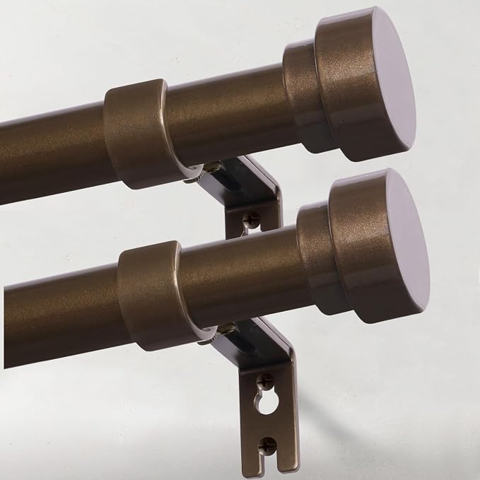IFELS Heavy Duty Curtain Rods for Windows 66 to 120 Inch, 1 Inch Bronze Curtain by IFELS