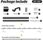 GEEBOBO Black Curtain Rods for Windows 66 to 120 Inch, 1 Inch Adjustable Heavy - Image 6
