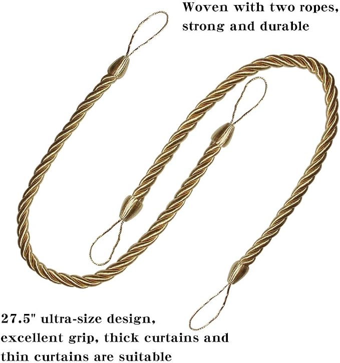 BEL AVENIR Curtain Ropes Tiebacks Tie-Backs, Curtain Handmade Holdbacks - Image 3