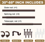 GXOACKJ Brown Curtain Rods for Windows 48 to 84 inch, 5/8 inch Adjustable Wrap - Image 5