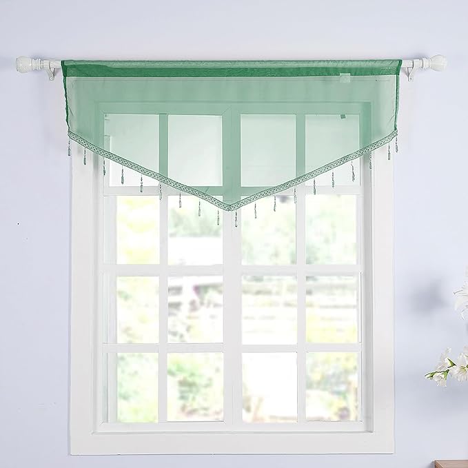 Molaxhome Swag Curtain 51 inch Length Rod Pocket Scalloped Curtain Valance - Image 6