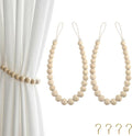 Hion 2 Pcs Boho Curtain Tiebacks, Wood Beads Curtain Holdbacks, Outdoor by Hion