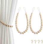 Hion 2 Pcs Boho Curtain Tiebacks, Wood Beads Curtain Holdbacks, Outdoor by Hion