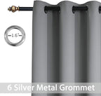 Yakamok 63 Inch Length Grey Blackout Curtains - Image 2