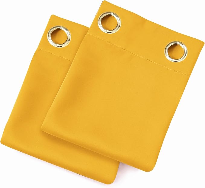 LEMOMO Blackout Curtains 66 x 72 Inch Long Yellow Curtains Set of 2 Panels Room - Image 9