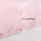 duduta Pink Faux Sheepskin Fur Rug 3x5 ft, Fluffy Shag Girls Bedroom Dorm - Image 2