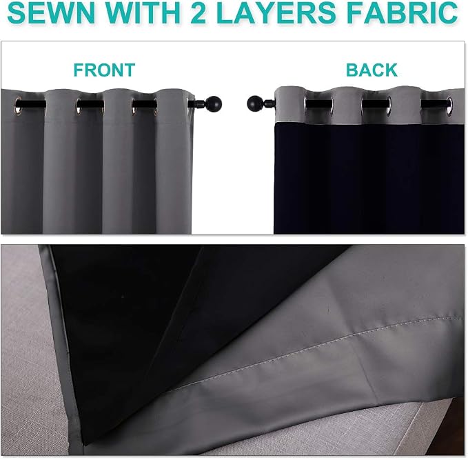 NICETOWN Grey 100% Blackout Room Warming Curtains 45 inches Long, Thermal - Image 5