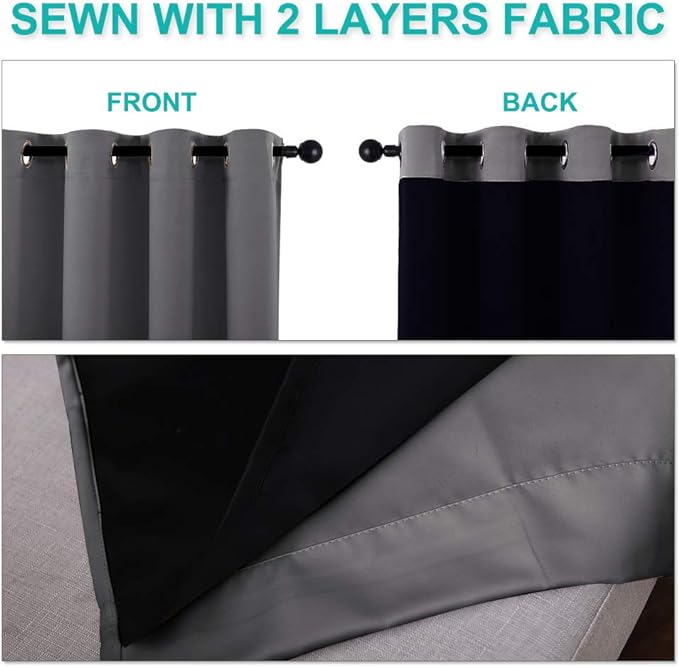 NICETOWN Full Shading Curtains 90 inches Long 2 Panels Set - Image 5